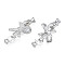 Brass Micro Pave Clear Cubic Zirconia Fold Over Clasps, Nickel Free, Bowknot, Real Platinum Plated, Bowknot: 18x24x6mm, Clasp: 13x7x6mm, Inner Diameter: 4mm