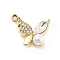 Alloy Rhinestone Pendants, with ABS Plastic Pearl, UV Plated, Butterfly, Golden, 18.5x21x7mm, Hole: 1.8mm