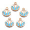 Alloy Enamel Pendants, Cadmium Free & Lead Free, Light Gold, Shell, Light Sky Blue, 17x16x3.5mm, Hole: 2mm