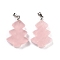 Natural Rose Quartz Pendants, with Platinum Tone Brass Findings, Tree, 26~27x18.5~19x5.5mm, Hole: 5x4mm