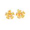 Rack Plating Brass Micro Pave Cubic Zirconia Stud Earrings, Long-lasting Plated, Flower, Golden, Gold, 14x14mm