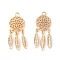 Brass Pendants, Cadmium Free & Nickel Free & Lead Free, Flower, Real 18K Gold Plated, 24x9x2mm, Hole: 1.5mm