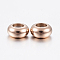 Ion Plating(IP) 202 Stainless Steel Beads, with Plastic, Slider Beads, Rondelle, Rose Gold, 6x3mm, Rubber Hole: 2mm
