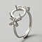 Adjustable Brass Solitaire Ring Settings, 4 Claw Prong Ring Settings, Butterfly, Platinum, US Size 9(18.9mm), Tray: 10mm