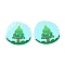 Christmas Theme 3D Printed Resin Pendants, DIY Earring Accessories, Flat Round with Pattern, Christmas Tree Pattern, 37x39.5x2mm, Hole: 1.6mm
