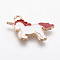 Alloy Enamel Pendants, Unicorn, Light Gold, Red, 20x15x1.5mm, Hole: 1mm