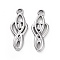 Non-Tarnish 304 Stainless Steel Pendants, Infinity with Heart Charm, Stainless Steel Color, 26x10x2mm, Hole: 2.5mm