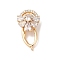 Brass Micro Pave Cubic Zirconia Twister Clasps, Nickel Free, with Glass, Flower, Golden, Clear, 24.5mm