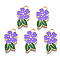 Alloy Enamel Pendants, Cadmium Free & Lead Free, Light Gold, Flower, Medium Purple, 24.5x14.5x1.5mm, Hole: 2mm