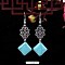 Rhombus Synthetic Turquoise & Alloy Dangle Earrings, Turquoise, 42x20mm
