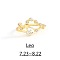 Twelve Constellation Brass Micro Pave Clear Cubic Zirconia Cuff Rings, Golden, Leo, Inner Diameter: Adjustable