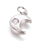 Brass Micro Pave Cubic Zirconia Pendants, with Jump Ring, Long-Lasting Plated, Moon, Clear, Real Platinum Plated, 9.5x7x2mm, Hole: 2.5mm