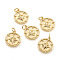Brass Pendants, with Jump Rings, Compass, Real 18K Gold Plated, 17x15x2.5mm, Hole: 3mm