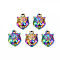 201 Stainless Steel Pendants, Leopard Head, Rainbow Color, 13x10x4mm, Hole: 1mm