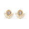 Golden Stainless Steel Fan Stud Earrings, 18.4x20mm