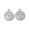 Non-Tarnish Chakra Theme 304 Stainless Steel Charms, Manual Polishing, Vishuddha Chakra, Stainless Steel Color, 14.5x12x1mm, Hole: 1.6mm