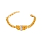 Cubic Zirconia Rectangle Link Bracelet with 304 Stainless Steel Chains, Golden, 7-1/8 inch(18cm)