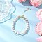 Glass Pearl Round Beaded Multi-strand Bracelets, & Zinc Alloy Lobster Claw Clasps, Lavender Blush, 8 inch(20.3cm)