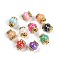 Brass Beads, Cadmium Free & Lead Free, with Rhinestone & Resin, Golden, Mixed Color, 14.5x13.5mm, Hole: 3.5mm