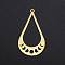201 Stainless Steel Pendants, Laser Cut, Teardrop with Phase of the Moon, Golden, 39x21.5x1mm, Hole: 1.5mm