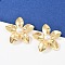 Brass Flower Stud Earrings, with ABS Plastic Imitation Pearl, Rack Plating, Long-Lasting Plated, Cadmium Free & Lead Free, Real 18K Gold Plated, 30.5x32mm