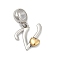 Brass European Dangle Charms, Heart Letter Large Hole Pendants, Platinum & Golden, Letter V, 25.5~30.5mm, Hole: 6mm