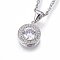 304 Stainless Steel Pendant Necklaces, with Cubic Zirconia, Clear, Flat Round, Stainless Steel Color, 17.71 inch(45cm)