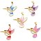 5Pcs Brass Micro Pave Clear Cubic Zirconia Pendants, with Enamel, Long-Lasting Plated, Real 18K Gold Plated, Bird, Mixed Color, 33.5x31x2mm, Hole: 3x4mm