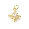 Brass Micro Pave Cubic Zirconia Pendants, Star Charms, with Jump Ring, Long-Lasting Plated, Cadmium Free & Lead Free, Rack Plating, Real 18K Gold Plated, 14x12x4mm