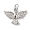 Rack Plating Brass & Cubic Zirconia Pendants, Cadmium Free & Lead Free, Long-Lasting Plated, Bird, with Jump Ring, Platinum, 11x16x2mm, Hole: 5mm