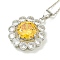 304 Stainless Steel Cable Chain Necklaces, Brass Clear & Gold Cubic Zirconia Flower Pendant Necklaces, Stainless Steel Color, 16.14 inch(41cm)