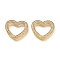 Brass Micro Pave Cubic Zirconia Spring Gate Rings, Heart, Golden, Clear, 20.5x22.5x3mm, Inner diameter: 11.5x11.5mm