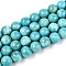 Dyed Synthetic Fossil Beads Strands, Round, Dark Turquoise, 6.5x6mm, Hole: 0.9mm, about 64pcs/strand, 15.75''(40cm)