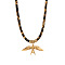 304 Stainless Steel Pendant Polyester Leopard Print Cord Necklaces for Women, Golden, Bird, 15.75 inch(40cm)