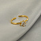 304 Stainless Steel Micro Pave Clear Cubic Zirconia Cuff Rings for Women, Golden, Star, Inner Diameter: 20mm