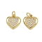 Brass Micro Pave Cubic Zirconia Pendants, Heart Charms, with Jump Ring, Real 16K Gold Plated, 13x12x2.5mm, Hole: 3.2mm