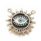Brass Pendants, with Enamel, Sun with Evil Eye, Golden, 20x19x2mm, Hole: 1.4mm