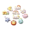 Cartoon Cloud & Rainbow & Earth & Planet Opaque Resin Decoden Cabochons, Mixed Shapes, Mixed Color, 18~28x20~32x7.5~8.5mm