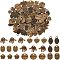 180Pcs 6 Styles Tibetan Style Alloy Pendants, Mixed Shapes, Antique Bronze, 8~15x8~13x1~2mm, Hole: 1~2.2mm, 30pcs/style