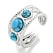 304 Stainless Steel Synthetic Turquoise Cuff Rings, Round Open Rings for Women Men, Stainless Steel Color, 10mm, Inner Diameter: Adjustable