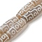 Tibetan Style dZi Beads Strands, Natural & Dyed Agate Beads, Rice with 9-Eye Pattern, Tan, 30x11mm, Hole: 2~2.5mm, about 10pcs/strand, 12.01''(30.5cm)
