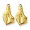 Ion Plating(IP) 304 Stainless Steel Pendants, Hand with Heart Charm, Real 18K Gold Plated, 22x11x3mm, Hole: 1.6mm