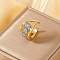 Brass Micro Pave Cubic Zirconia Cuff Open Rings, Nuggets, Golden, 22x16mm, Inner Diameter: 18mm