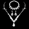 Brass Rhinestone Pendant Necklaces & Earring & Bracelets Sets for Women, Teardrop, Crystal, 300mm