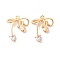 Brass Micro Pave Clear Cubic Zirconia Pendants, Cadmium Free & Nickel Free & Lead Free, Bowknot, Real 18K Gold Plated, 24.5x20x4mm, Hole: 1.6mm