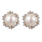 Natural Pearl Ear Studs, with Sterling Silver Findings, Round, Platinum, 11mm