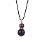 Natural Amethyst Gourd Pendant Necklaces, Polyester Cord Necklaces for Women, with Alloy & Brass & Iron Findings, Golden, 18.31 inch(46.5cm)