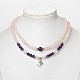 Персонализированные двойного назначения круглые шарики Gemstone 4-слой стретч браслеты ожерелья / BJEW-JB01906-01-12
