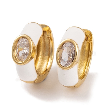 Серьги из латуни с эмалью кубического циркония EJEW-S219-14G-04-1