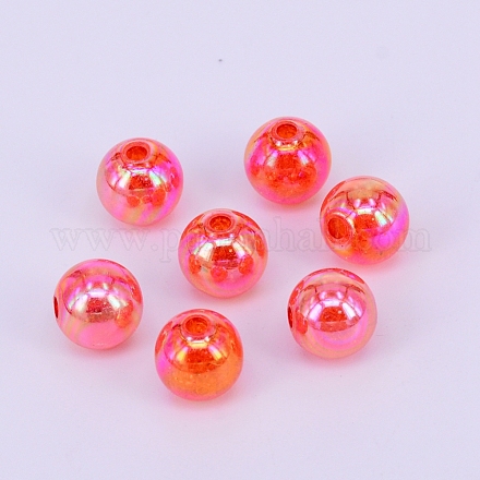 Гальванические кракле акриловые бусины CCG-WH0001-10mm-07-1